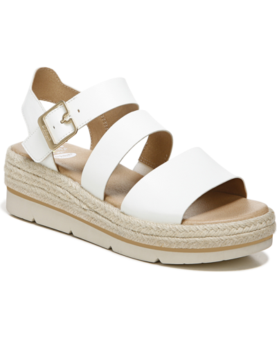 Dr. Scholl's Women's Once Twice Platform Sandals In White Faux Leather