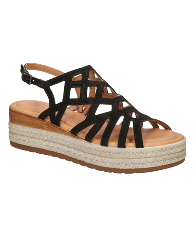 Bella Vita Women's Zip-italy Wedge Sandals Women's Shoes In Black Suede Leather