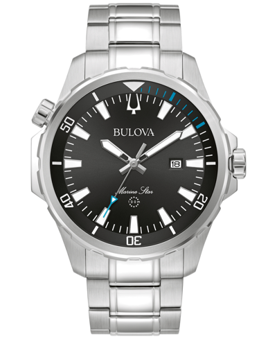 Bulova Men's Marine Star Stainless Steel Bracelet Watch 43mm In Black/silver