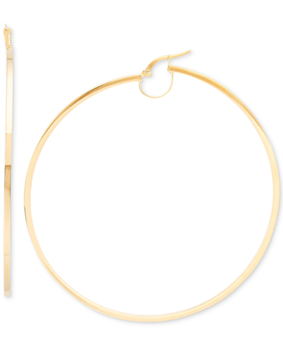 Macy's Polished Bridge Large Hoop Earrings In 10k Gold (70mm)