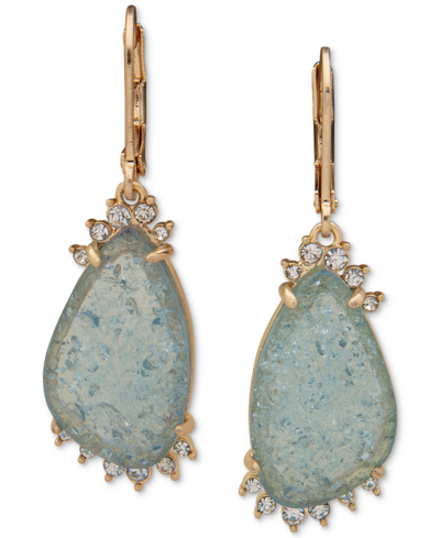 Lonna & Lilly Gold-tone Pave & Stone Drop Earrings In Blue
