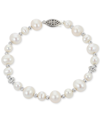 Macy's Cultured Freshwater Pearl (5-6 & 8-9mm) & Crystal Bracelet In Sterling Silver In Silver