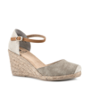 White Mountain Women's Mamba Espadrille Wedges Women's Shoes In Light Taupe/canvas - Fabric