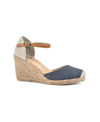 White Mountain Women's Mamba Espadrille Wedges Women's Shoes In Denimblue/fabric