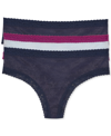 Natori Women's 3-pk. Escape Mesh Thong Underwear In True Navy/skyfall-caspia/true Navy