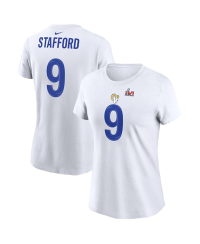 Nike Women's  Matthew Stafford White Los Angeles Rams Super Bowl Lvi Bound Name And Number T-shirt