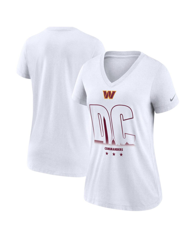 Nike Women's  White Washington Commanders Tri-blend V-neck T-shirt