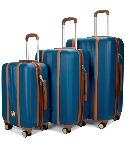 Badgley Mischka Mia Expandable Retro Luggage Set, 3 Piece In Navy