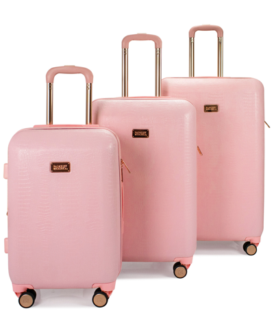 Badgley Mischka Snakeskin Expandable Luggage Set, 3 Piece In Pink