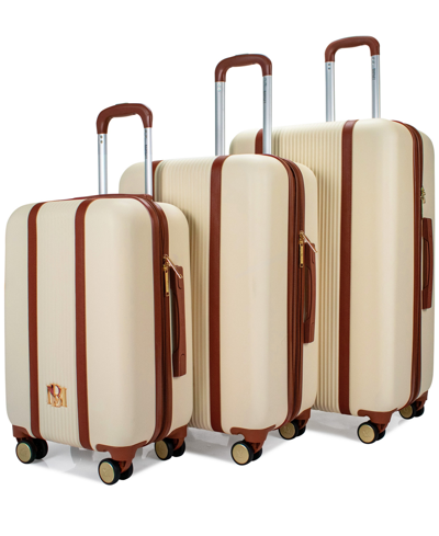 Badgley Mischka Mia Expandable Retro Luggage Set, 3 Piece In Champagne