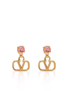 Valentino Logo 18ct Yellow-gold Plated Metal And Crystal Earrings In Gold