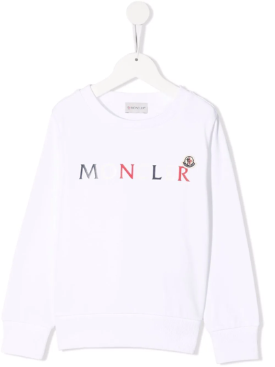 Moncler Kids' Logo-print Cotton Sweatshirt In White