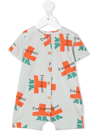 Bobo Choses Slogan-print Organic Cotton Romper In Blue
