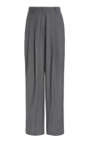 The Frankie Shop Gelso High Rise Pleated Woven Wide Pants In Grey