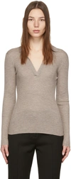 GABRIELA HEARST GREY TANO LONG SLEEVE POLO