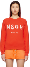 MSGM RED BRUSH LOGO SWEATSHIRT