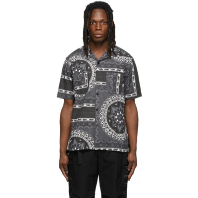 Sacai Camp-collar Bandana-print Cotton-canvas Shirt In Black,white