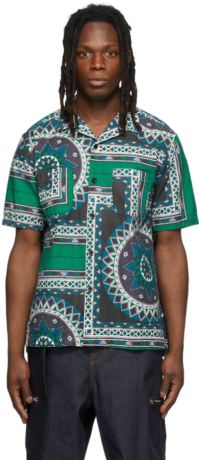 Sacai Camp-collar Bandana-print Cotton-canvas Shirt In Multi-colour