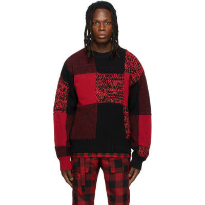 Sacai Red & Black Buffalo Check Sweatshirt In 751 Red