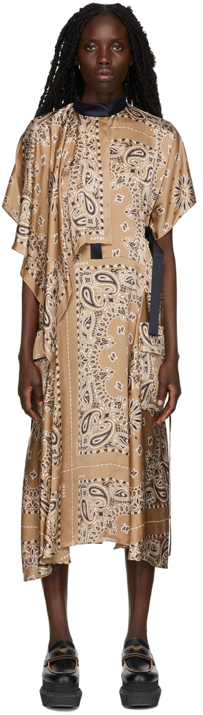 Sacai Bandana-print Asymmetric Midi Dress In Beige | ModeSens Sacai Bandana-print Asymmetric Midi Dress In Beige | ModeSens