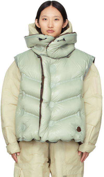 Moncler Genius Moncler Dingyun Zhang Green Reversible Down Zadena Vest In 812 Ligth Green + Ca