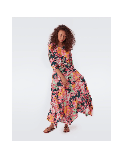 Dvf Lily Handkerchief Hem Maxi Dress In Mixed Floral Spring Bouquet