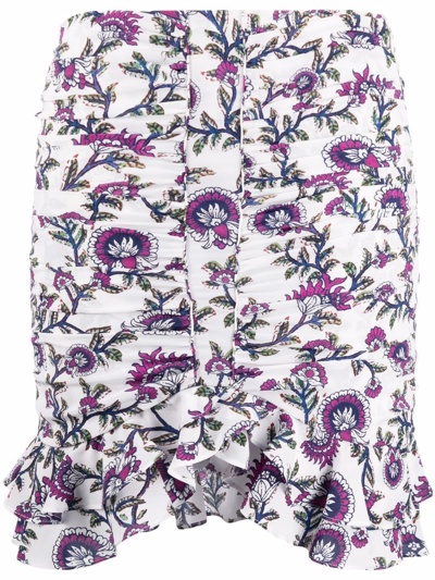 Isabel Marant Milendi Floral Silk-blend Miniskirt In White,blue,purple