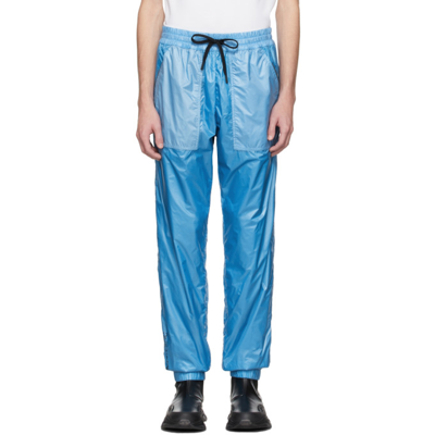 Moncler Technical Cotton-blend Track Trousers In Blue
