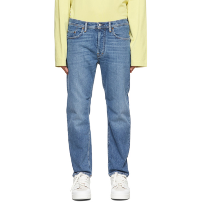 Acne Studios Mid Rise Crop Whiskered Denim Jeans In Blue