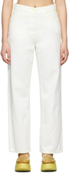 Msgm White Fluo Stitch Jeans In 02 Off White