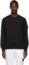 Stone Island Classic Round-neck Sweatshirt With Ribbed Cuffs In Black
