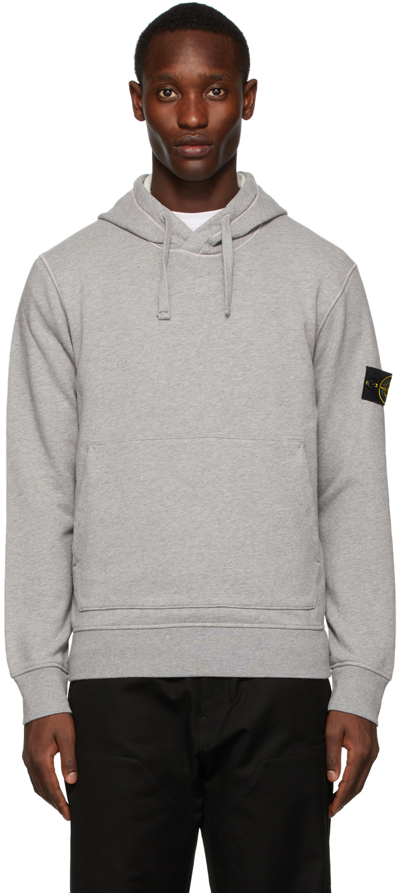 Stone Island Logo-badge Relaxed-fit Cotton-jersey Hoody In Grey