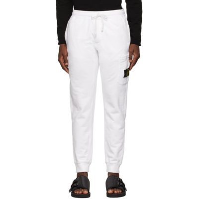 Stone Island Compass Logo-patch Track Pants In White
