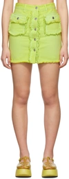 Msgm Fringe Trim Denim Skirt In 06 Yellow