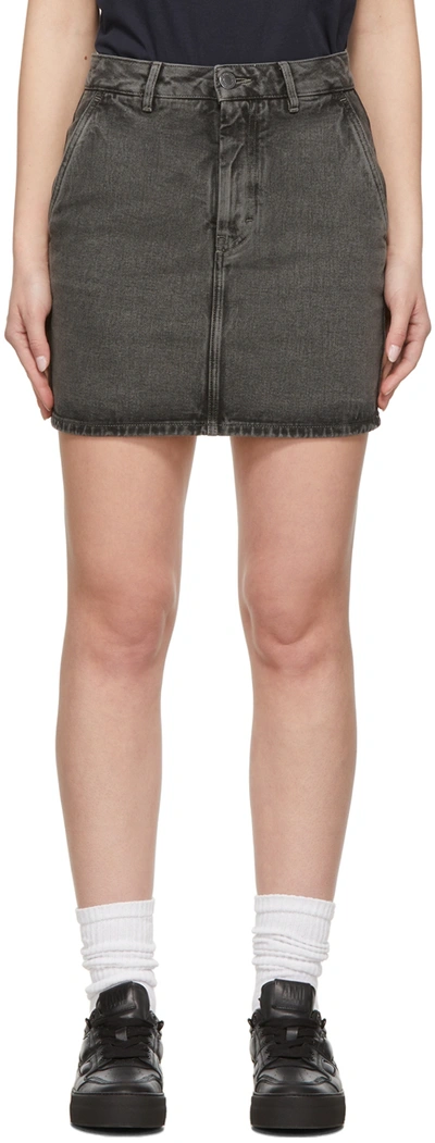 Ami Alexandre Mattiussi High-waisted Short Denim Skirt In Grey