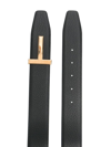 Tom Ford Reversible T-logo Leather Belt In Black