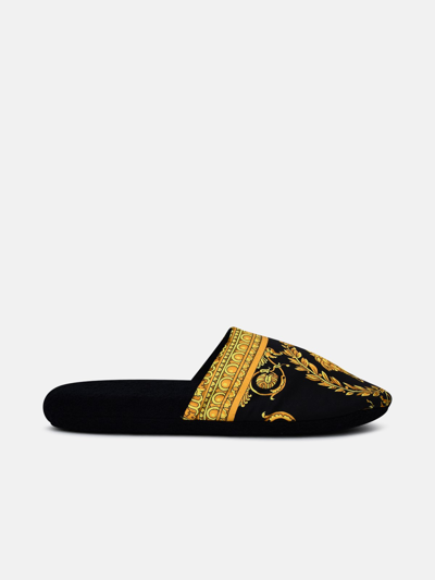Versace Home Medusa Barocco House Slippers In Black