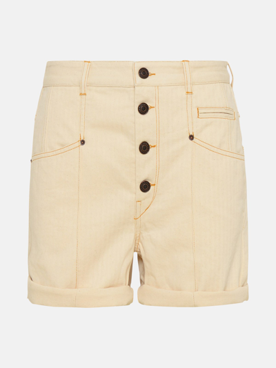 Isabel Marant Ecru Cotton Denim Nadia Shorts In Beige