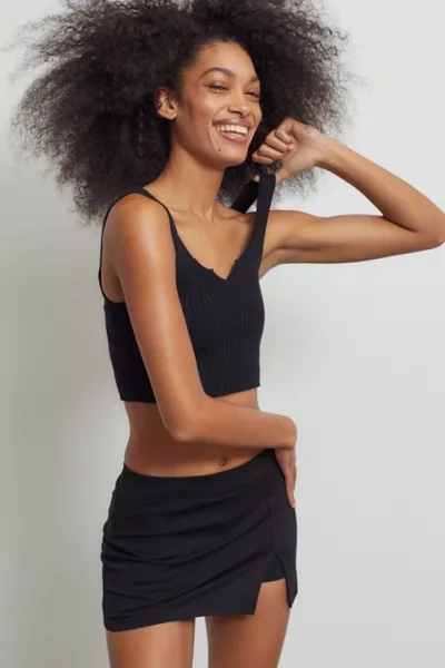 Urban Outfitters Uo Grace Knit Mini Skort In Black