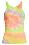 Re/done Ribbed Tank Top In Neon Spiral Dye