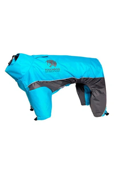 Pet Life Touchdog Quantum-ice Full-bodied Adjustable And 3m Reflective Dog Jacket In Ocean Blue And Grey