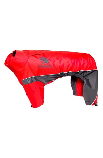 Pet Life Touchdog Quantum-ice Full-bodied Adjustable And 3m Reflective Dog Jacket In Red And Charcoal Grey