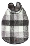 Pet Life Black Boxer Insulated Dog Jacket In Black Grey And White Plaid