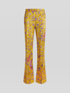 Etro Floral-print Flared Trousers In Gelb