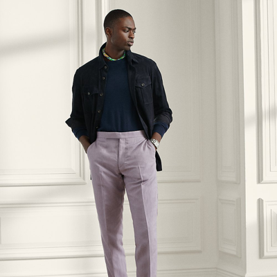 Ralph Lauren Gregory Silk-linen Suit Trouser In Dusty Lilac