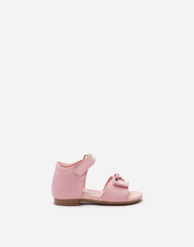Dolce & Gabbana Babies' T-strap Patent Leather Sandal In Pink