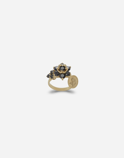 Dolce & Gabbana Ring With Black Sapphires In Gold/black