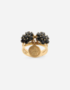 Dolce & Gabbana Family Ring In Yellow 18kt Gold With Black Sapphires In Gold