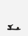 Dolce & Gabbana Patent Leather Sandals With Dg Logo In Black