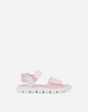 Dolce & Gabbana Technical Fabric Sandals With Dg Logo In Multicolor